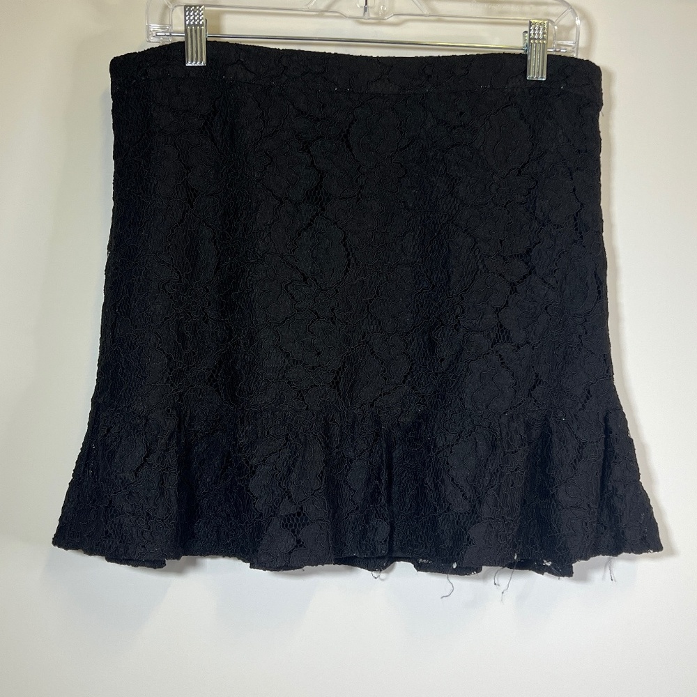 Womens J. Crew Lace Black Dark Lined Mini Skirt